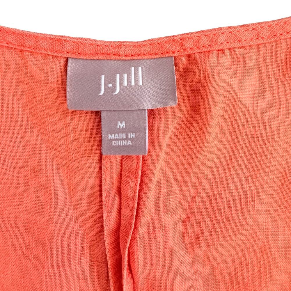 J.Jill Women’s 100% Linen Apricot Orange Dress M Capsule Preppy - Picture 3 of 6
